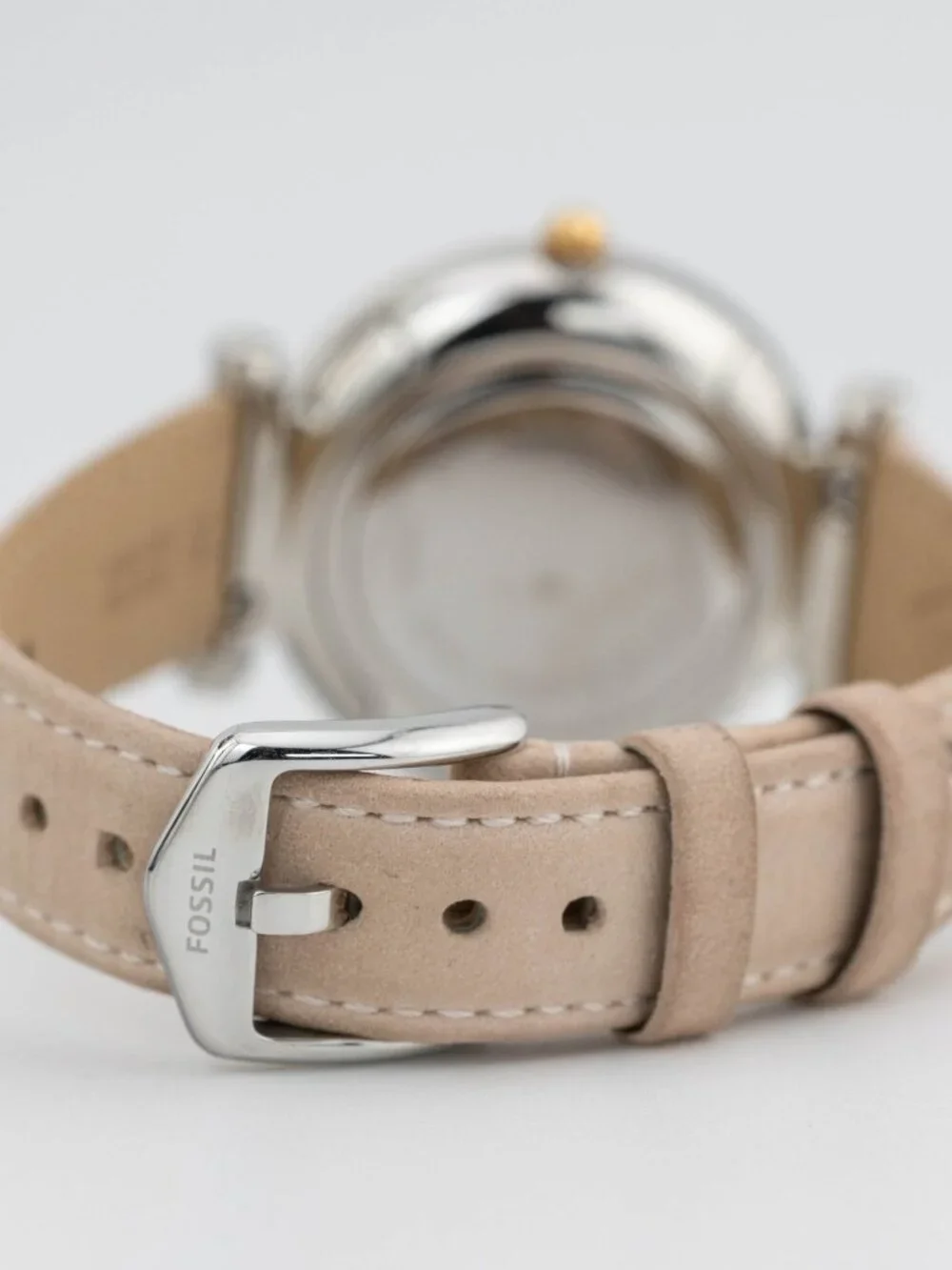 Fossil ES4484 Silver Sunray Dial Leather Quartz Analog Women's Watch New Battery